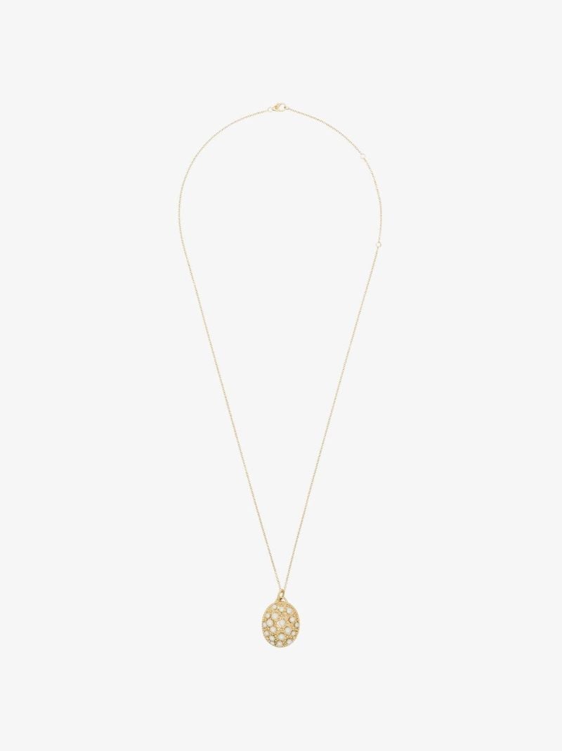 9k Yellow Gold Pearl Mirror Pendant Necklace