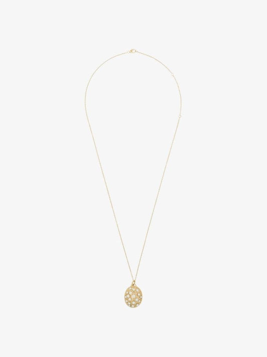9k Yellow Gold Pearl Mirror Pendant Necklace