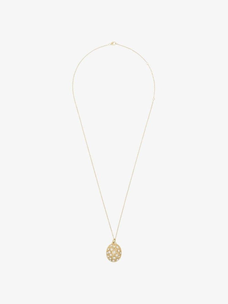 9k Yellow Gold Pearl Mirror Pendant Necklace
