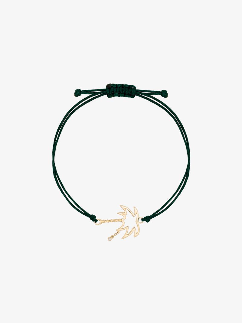 9k Yellow Gold Palm Tree Diamond Bracelet