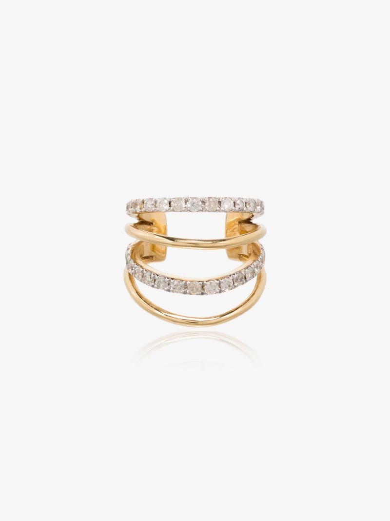 18k Yellow Gold Layered Diamond Ear Cuff