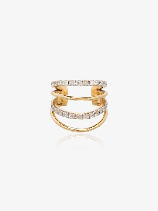 18k Yellow Gold Layered Diamond Ear Cuff