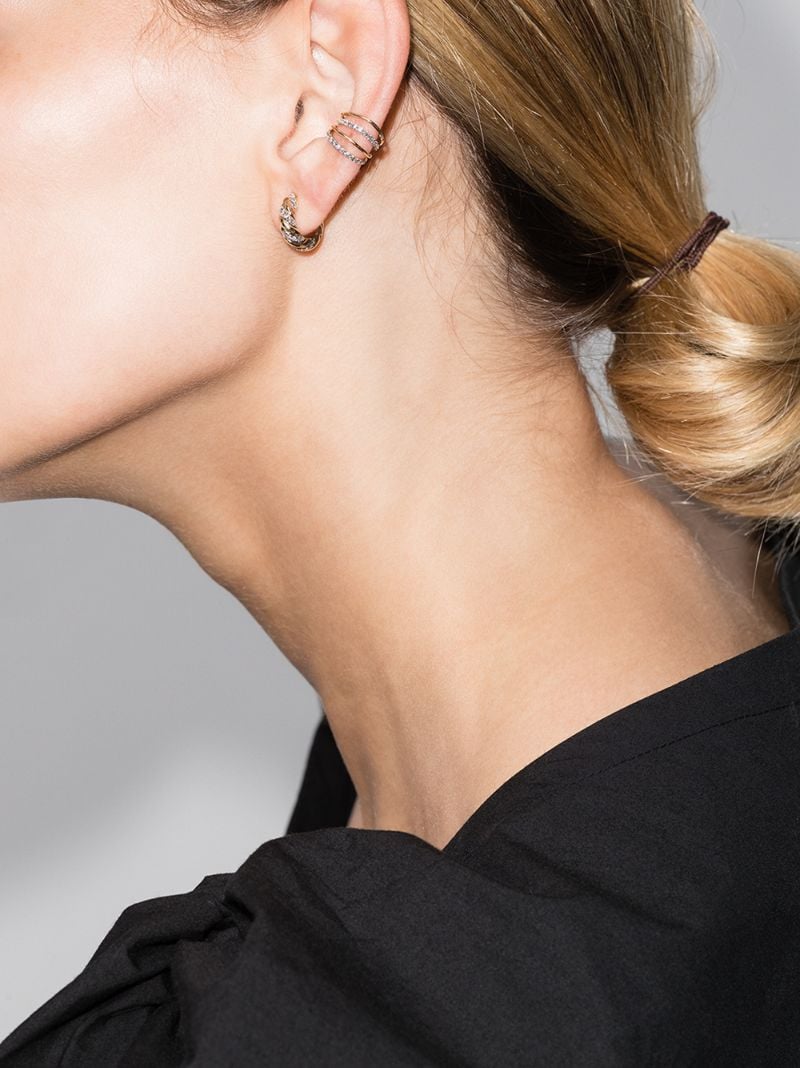 18k Yellow Gold Layered Diamond Ear Cuff