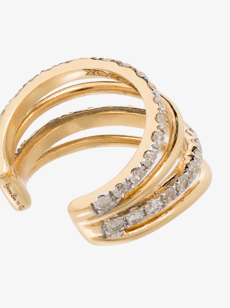 18k Yellow Gold Layered Diamond Ear Cuff