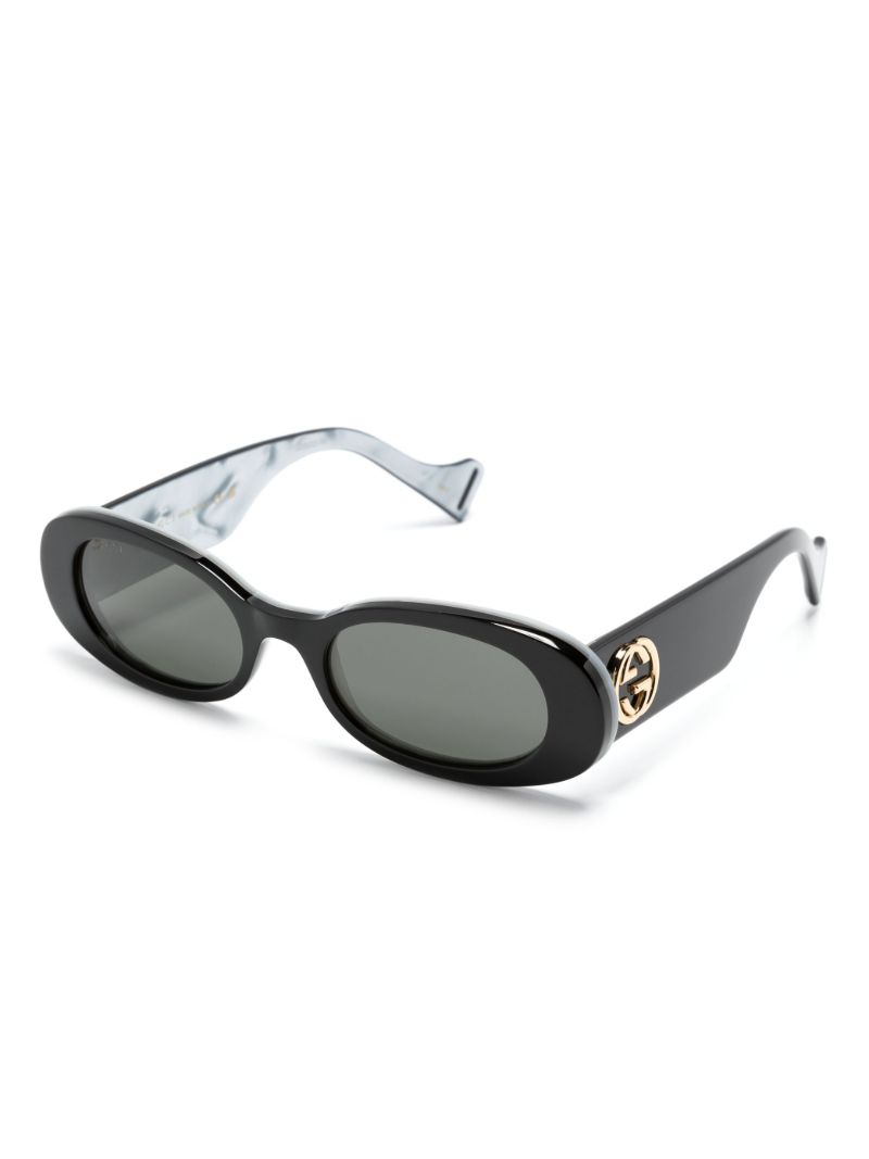Black Gg Logo Round Sunglasses
