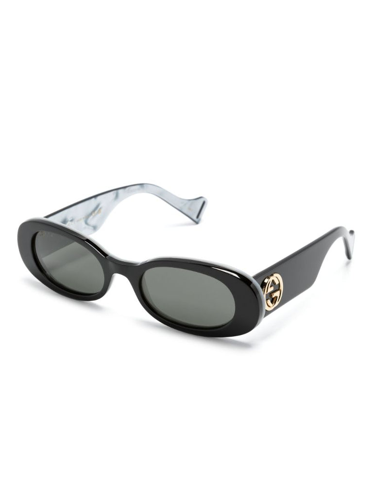 Black Gg Logo Round Sunglasses