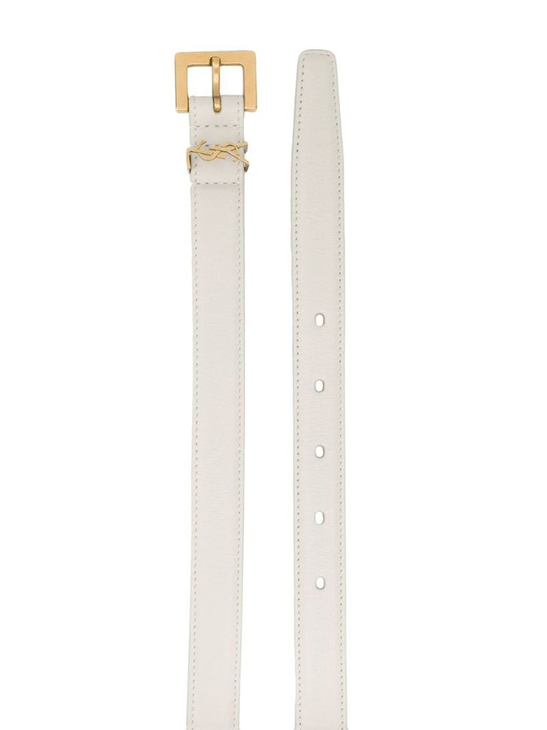 White Leather Buckle Belt