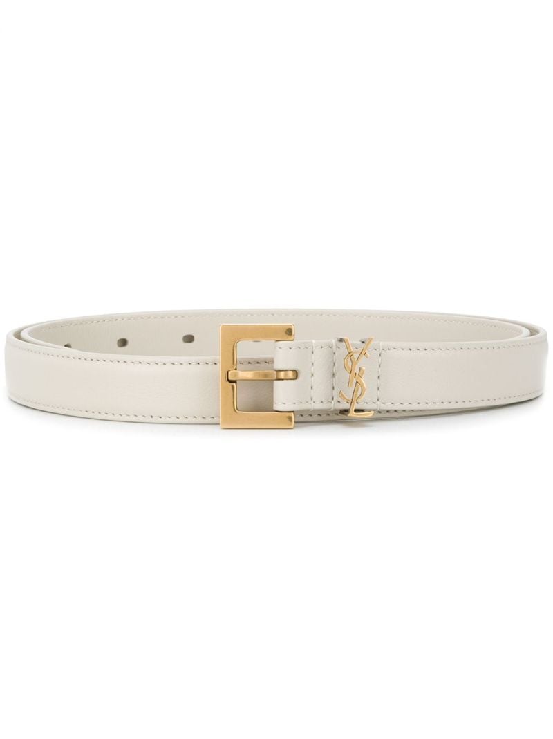 White Leather Buckle Belt