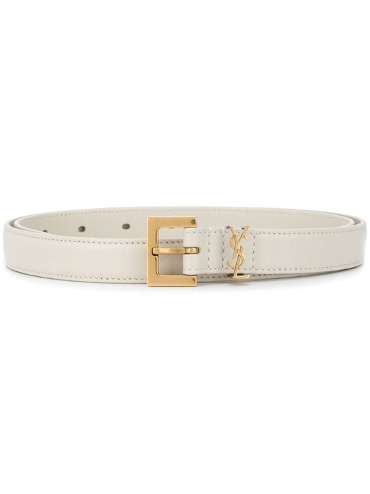 White Leather Buckle Belt