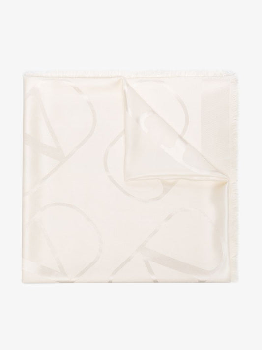 White Logo Intarsia Scarf