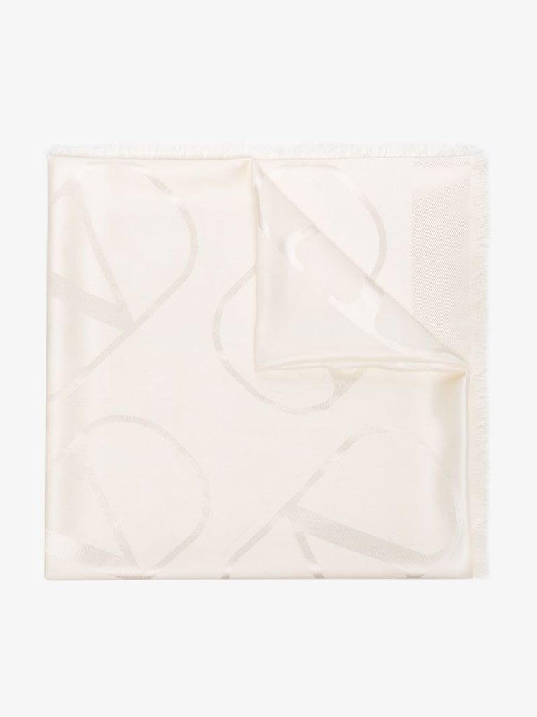 White Logo Intarsia Scarf