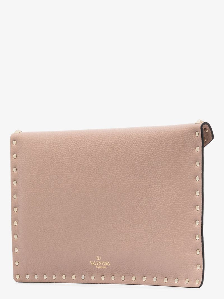 Pink Rockstud Leather Clutch Bag