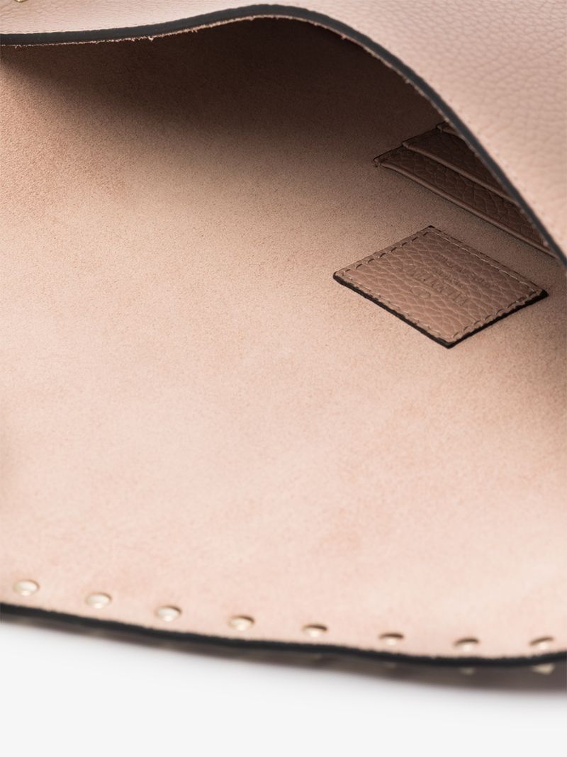 Pink Rockstud Leather Clutch Bag