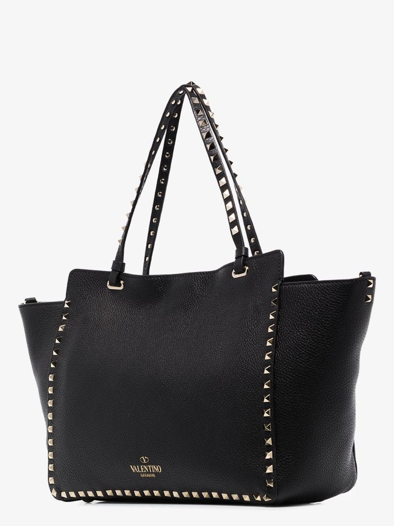 Black Rockstud Medium Leather Tote Bag