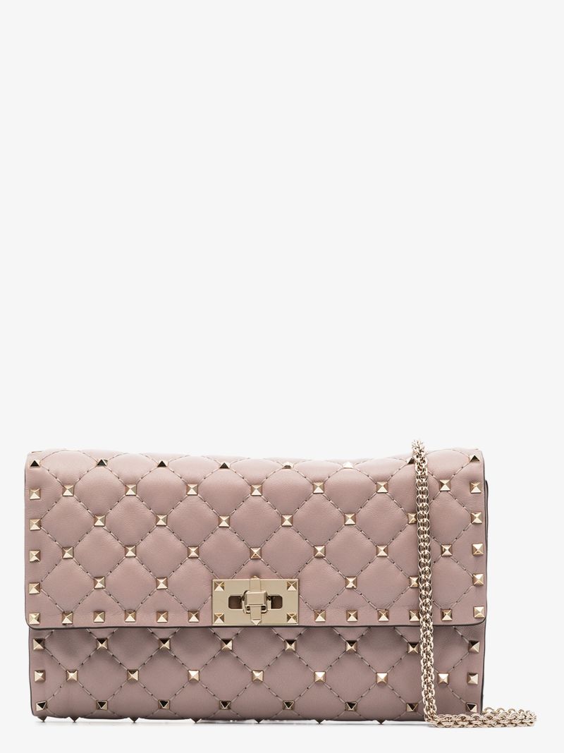 Neutral Rockstud Medium Leather Shoulder Bag