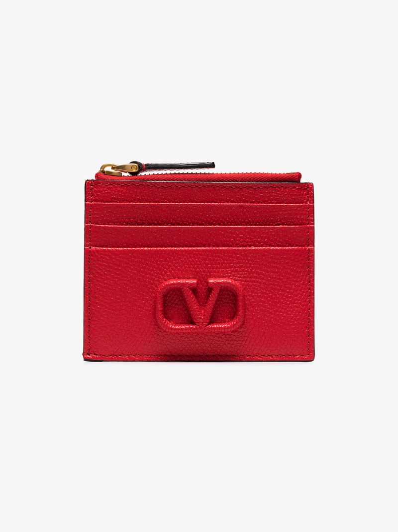Red Vlogo Leather Card Holder