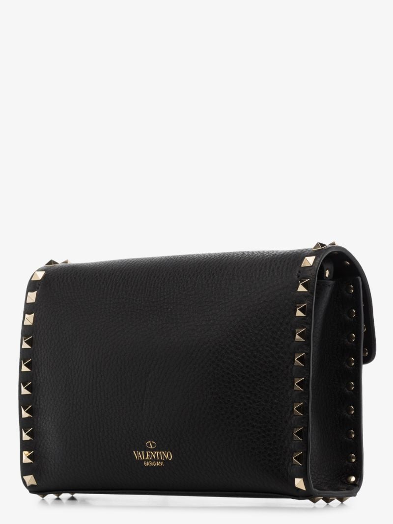 Black Rockstud Small Leather Cross Body Bag
