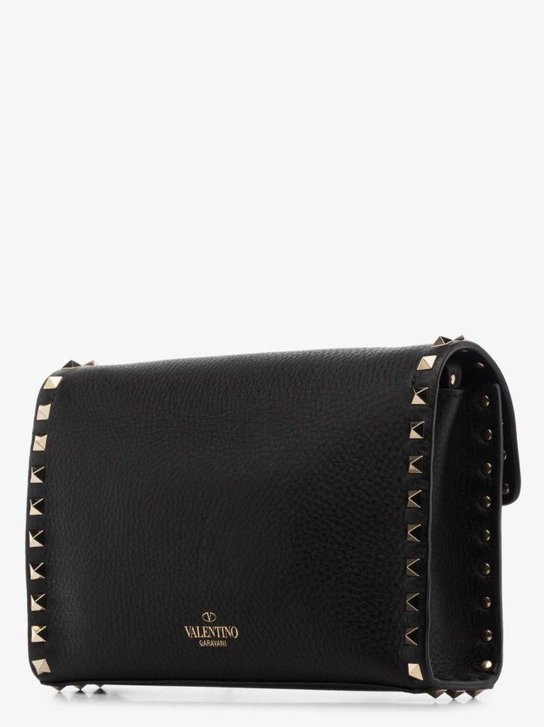 Black Rockstud Small Leather Cross Body Bag