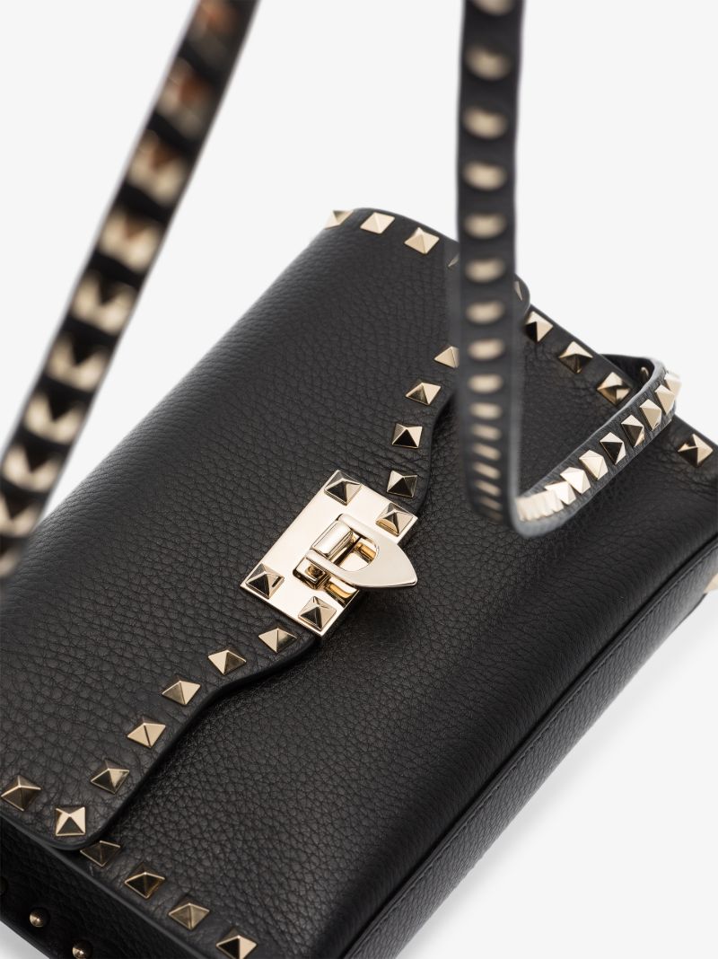 Black Rockstud Small Leather Cross Body Bag