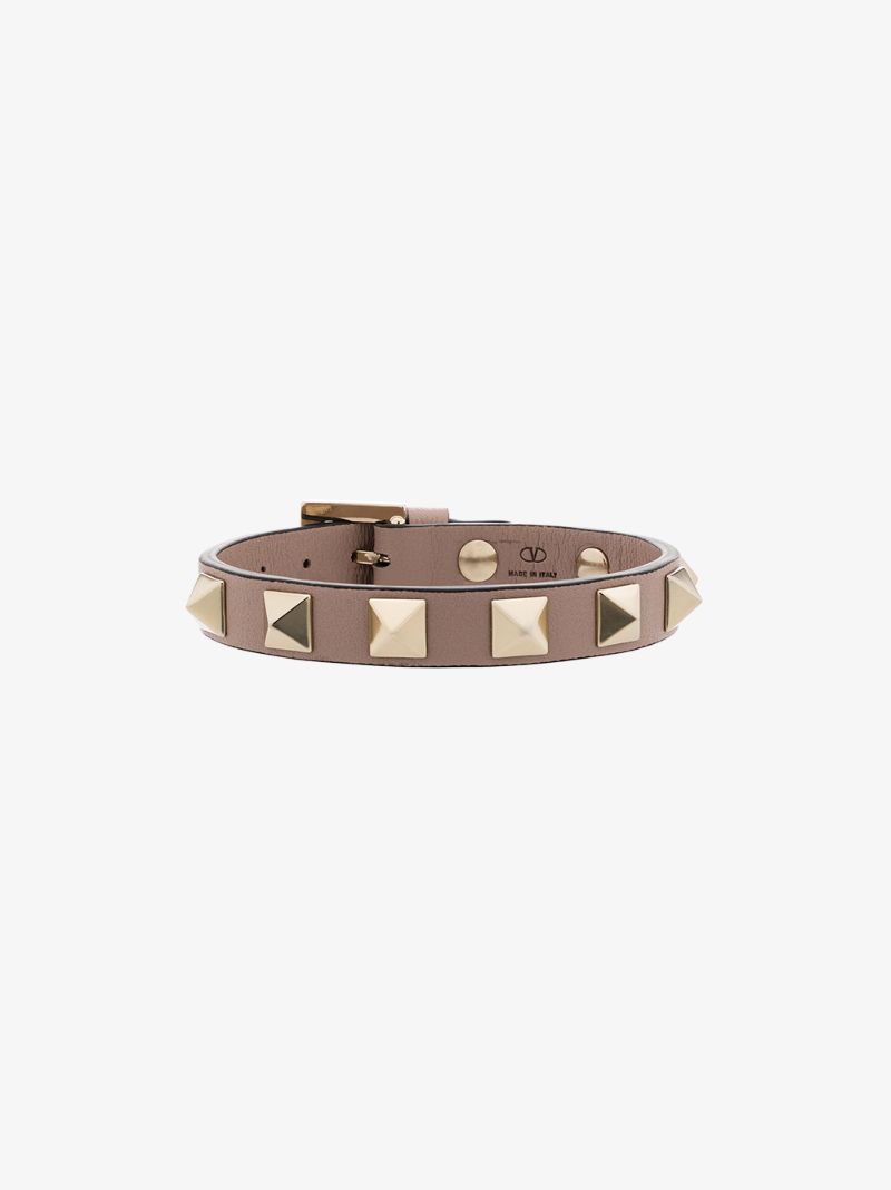 Pink Rockstud Leather Bracelet