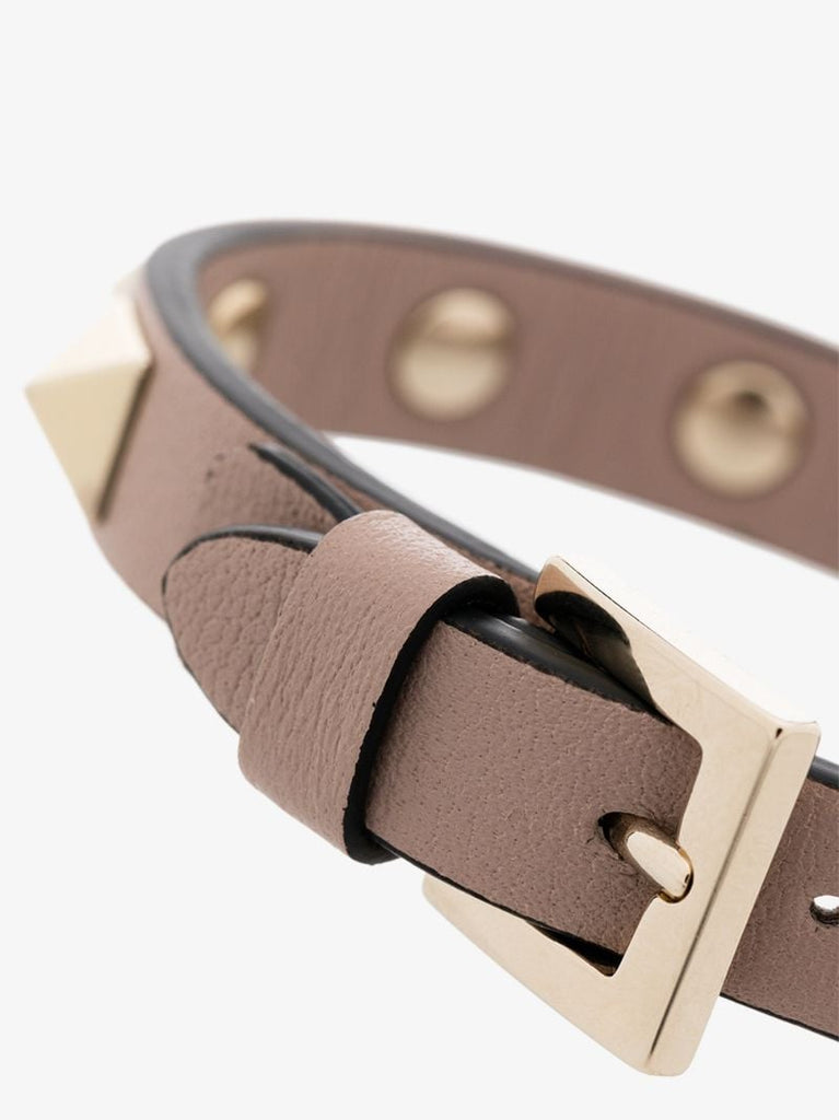Pink Rockstud Leather Bracelet