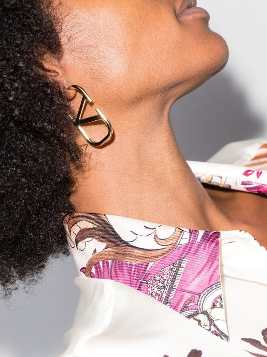 Gold Tone Vlogo Signature Earrings