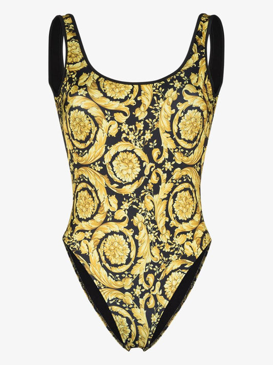 Baroque Print High Leg Swimsuit