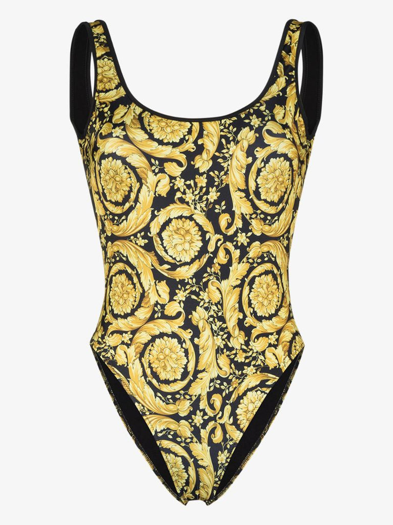 Baroque Print High Leg Swimsuit