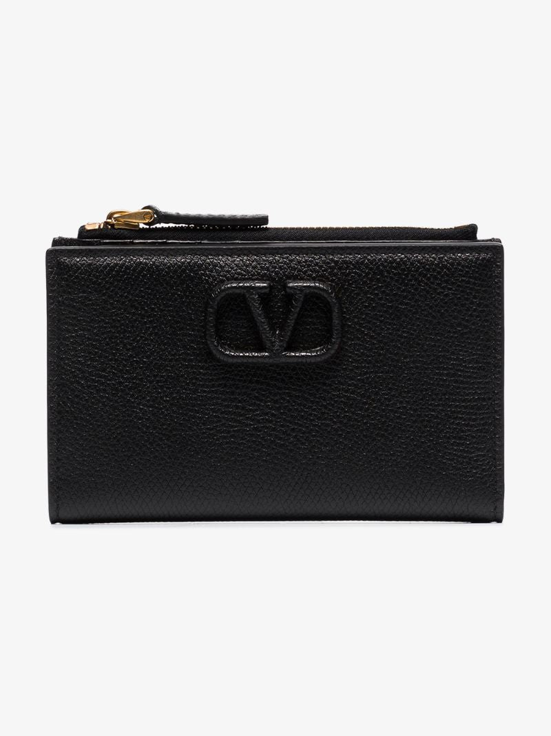 Black Vlogo Leather Card Holder