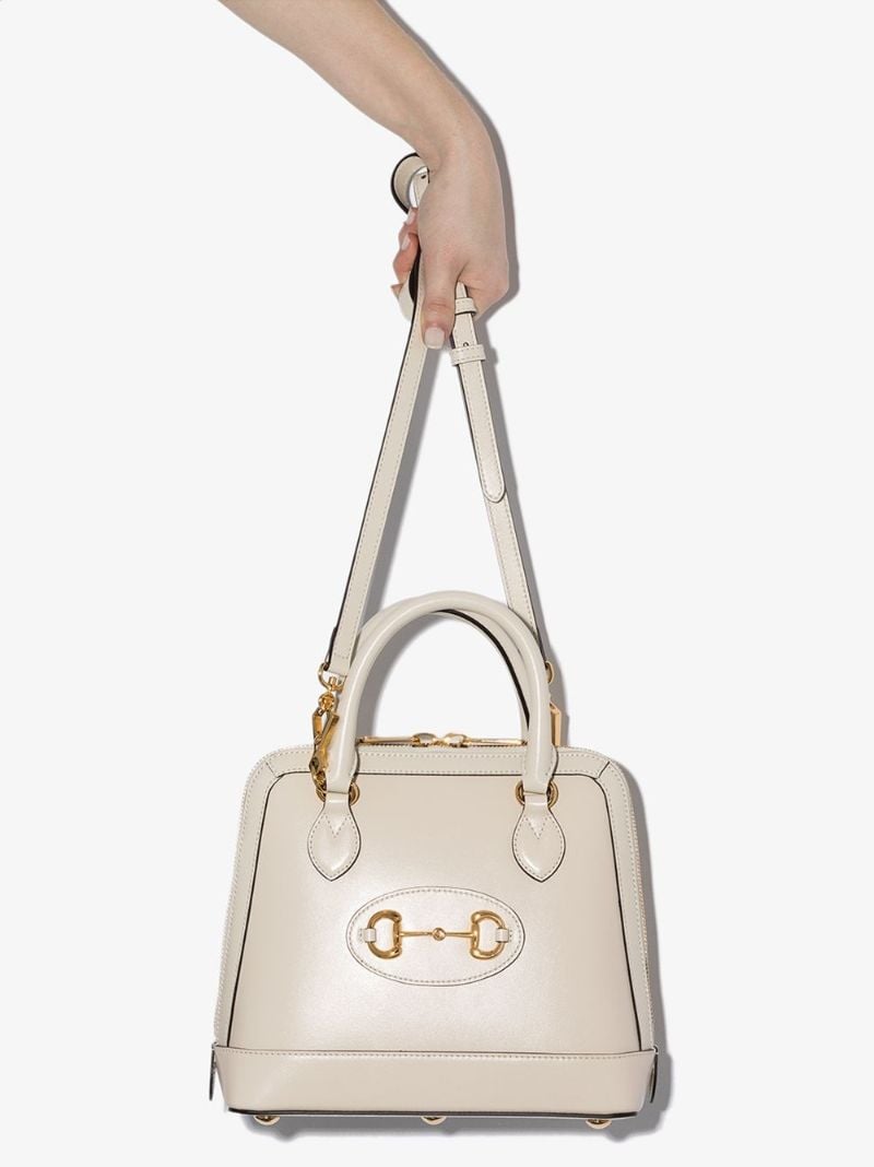 White Horsebit 1955 Leather Top Handle Bag