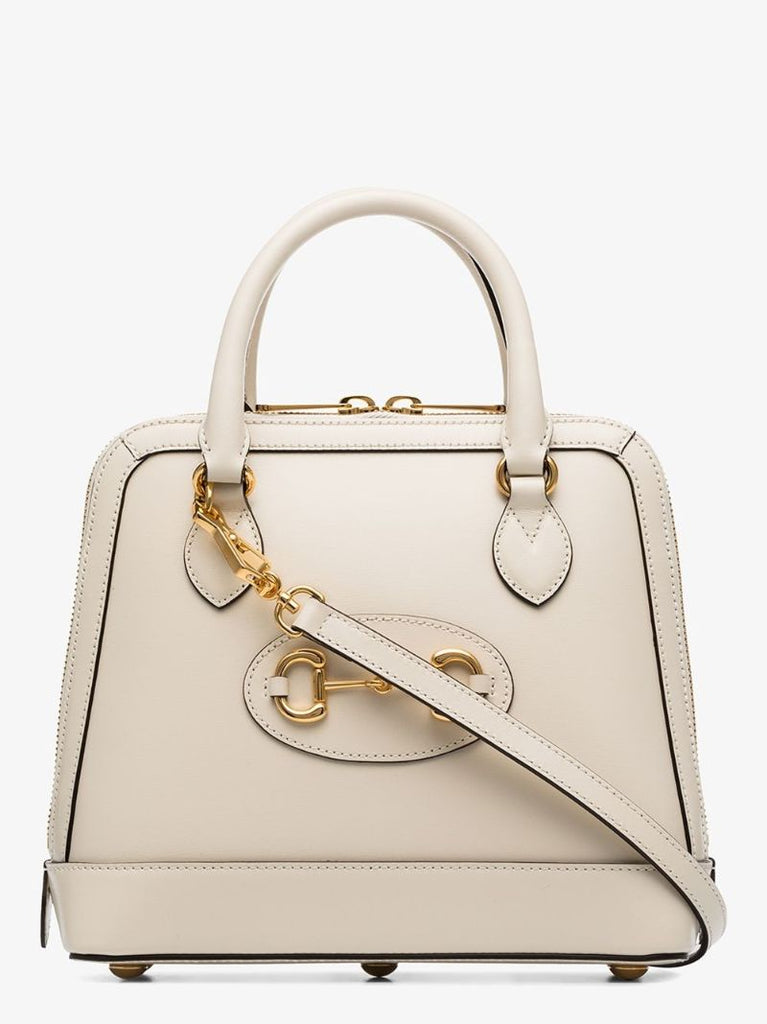 White Horsebit 1955 Leather Top Handle Bag