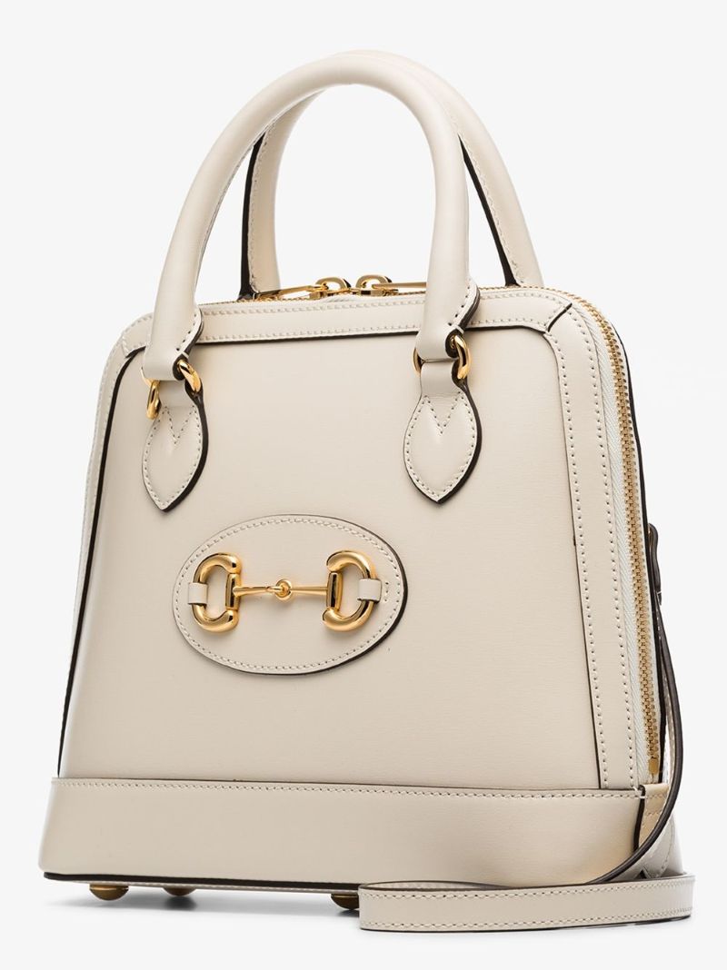 White Horsebit 1955 Leather Top Handle Bag