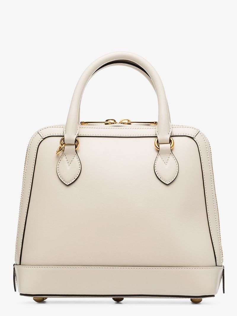 White Horsebit 1955 Leather Top Handle Bag