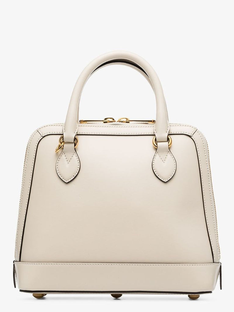 White Horsebit 1955 Leather Top Handle Bag