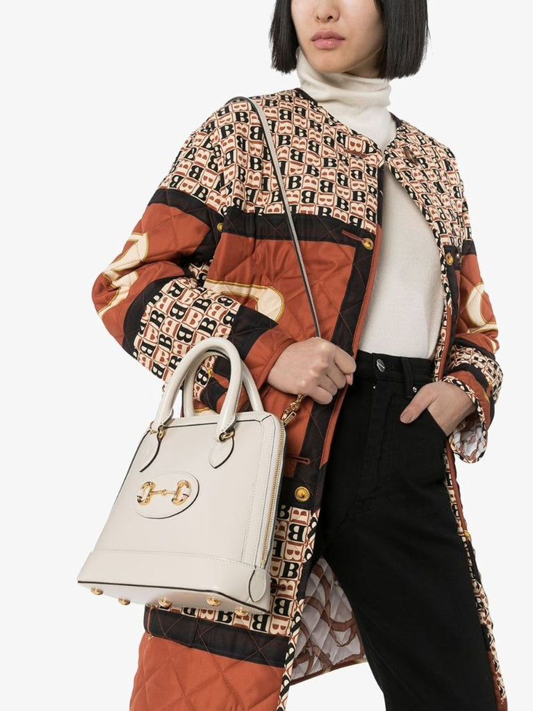 White Horsebit 1955 Leather Top Handle Bag