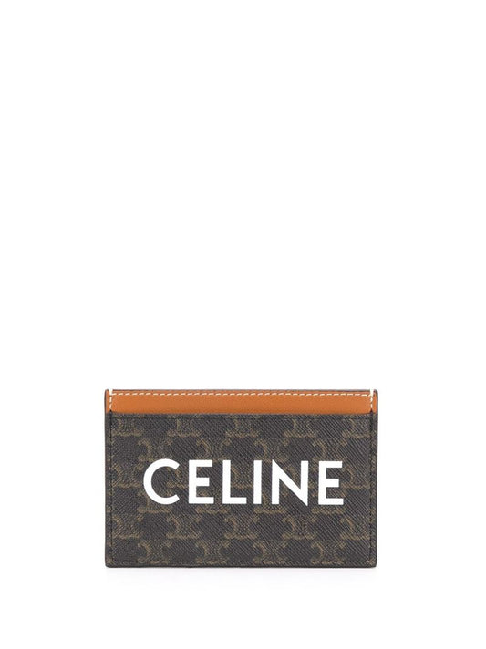 Brown Logo Print Leather Card Holder