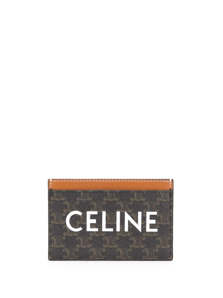 Brown Logo Print Leather Card Holder