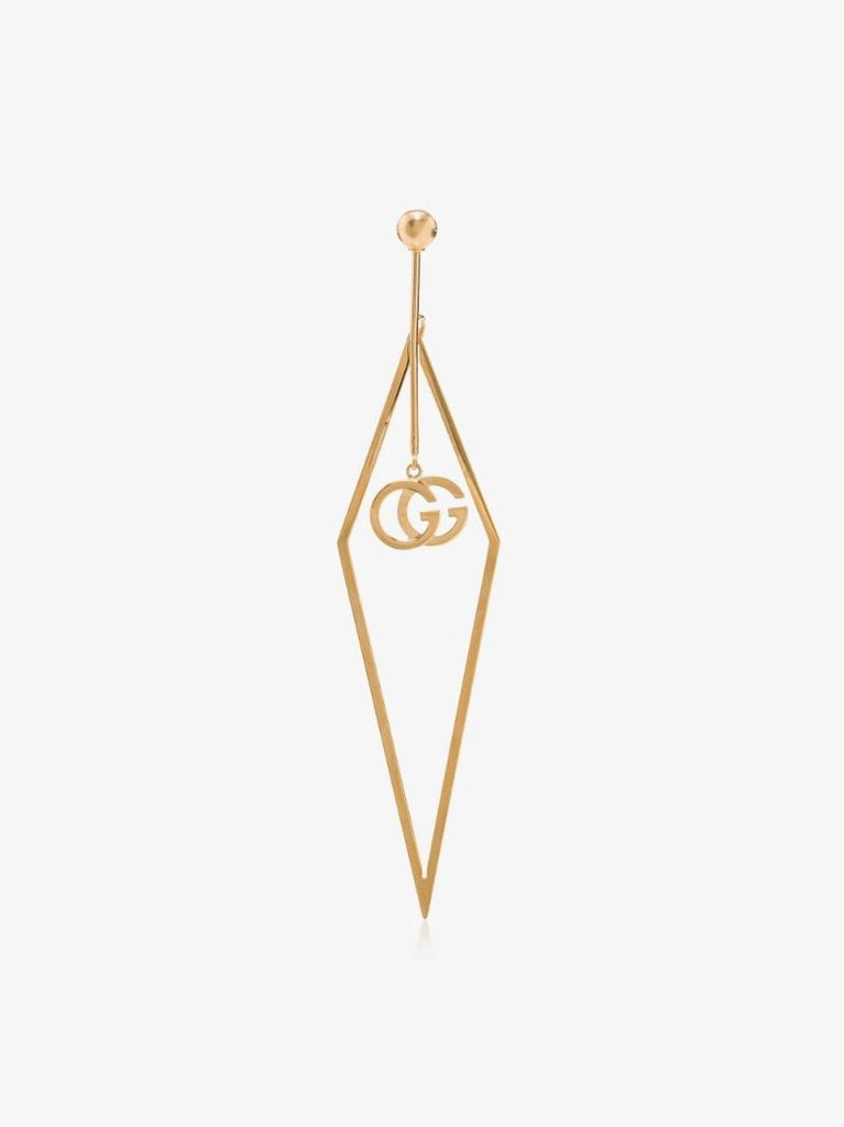18kt Yellow Gold Logo Drop Earring