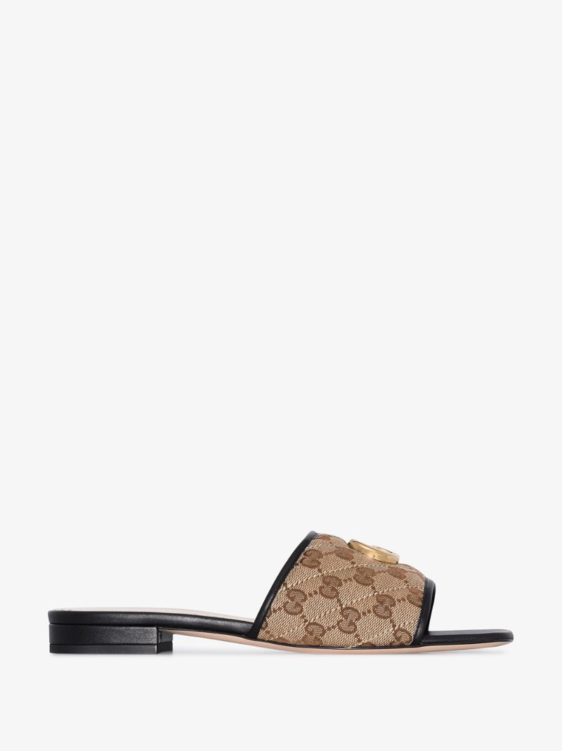 Brown Gg Supreme Leather Sandals