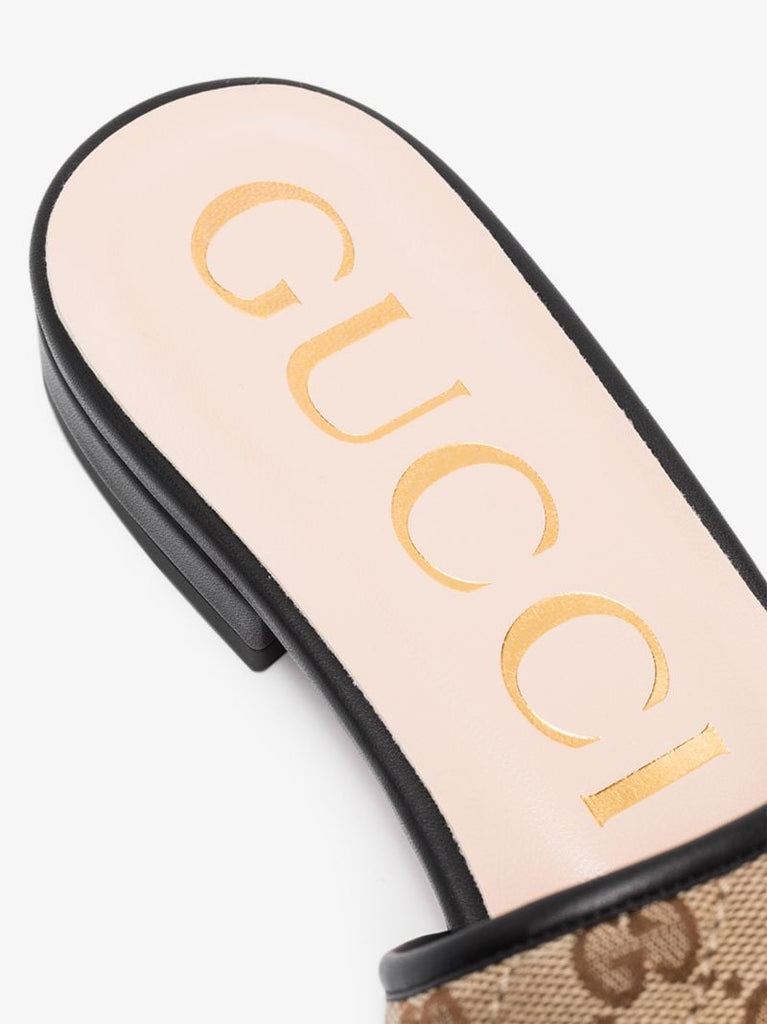 Brown Gg Supreme Leather Sandals