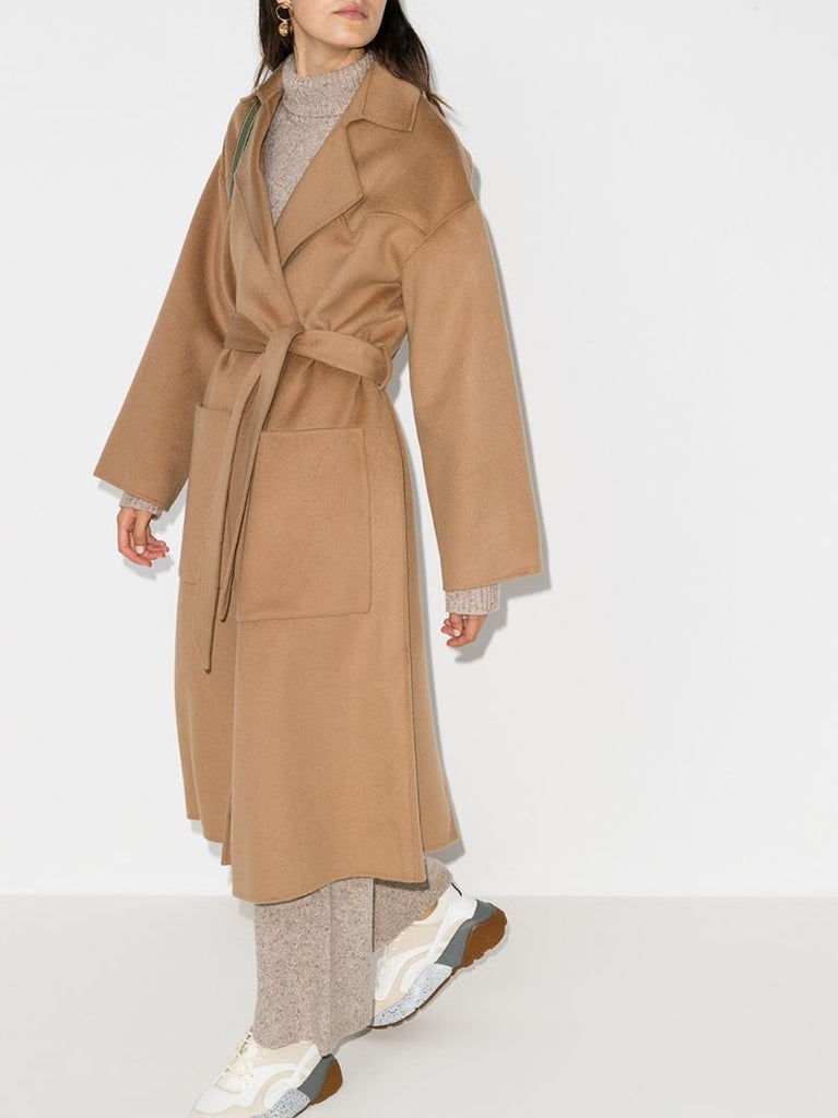 Brown Alamo Belted Wool Coat