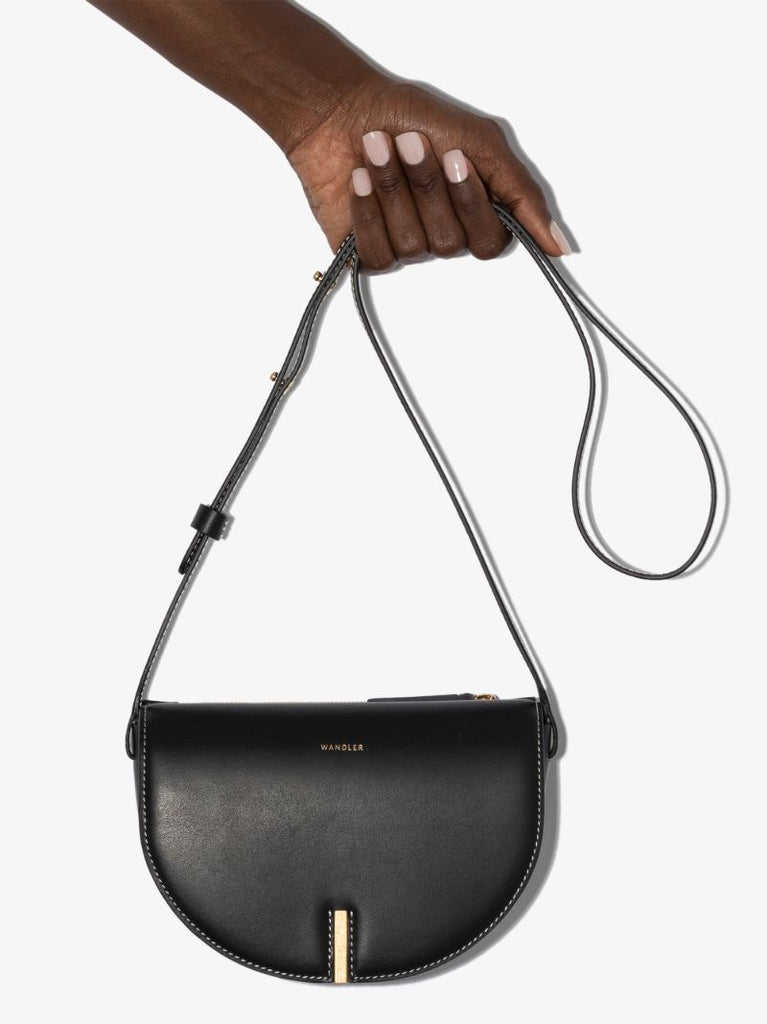 Black Nana Leather Cross Body Bag