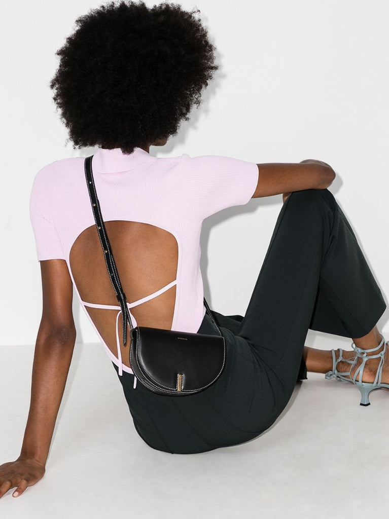 Black Nana Leather Cross Body Bag