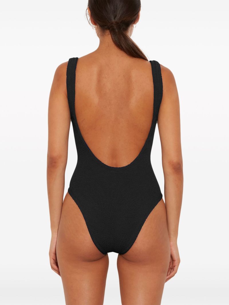 Black Crinkle Square Neck Swimsuit