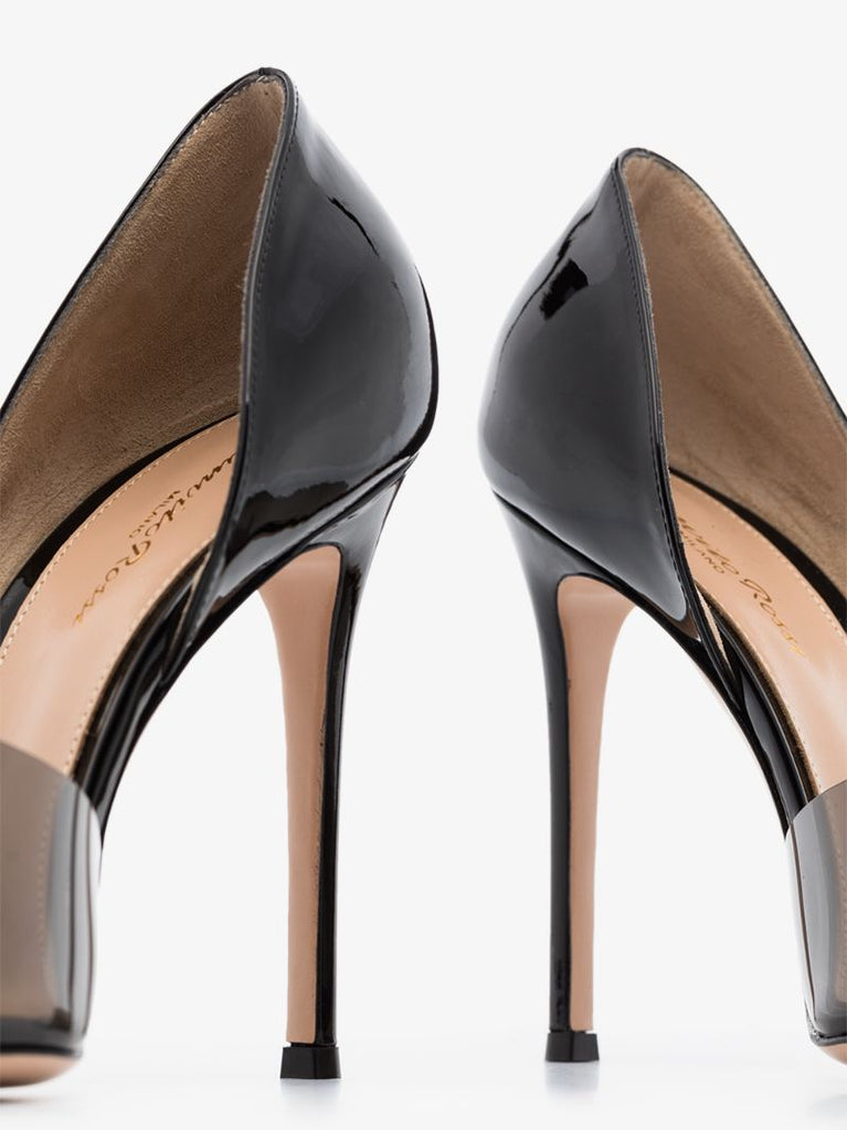 Black Plexi 115 Peep Toe Pumps