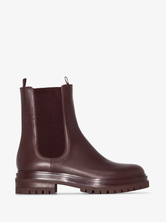 Burgundy Chester Leather Ankle Boots