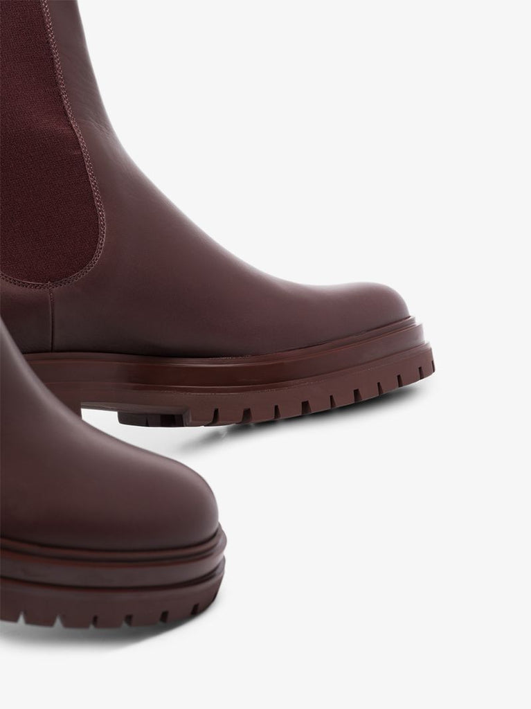 Burgundy Chester Leather Ankle Boots