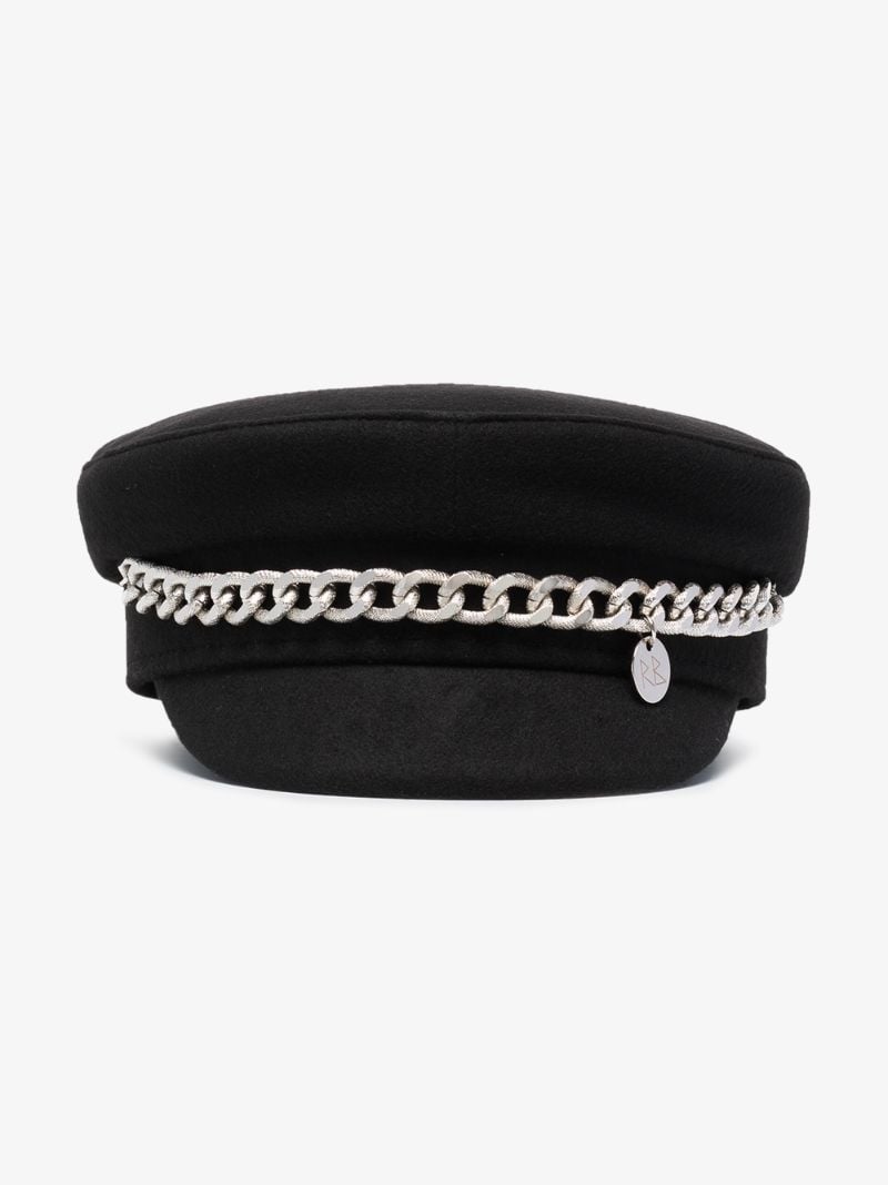 Black Chain Wool Baker Boy Hat