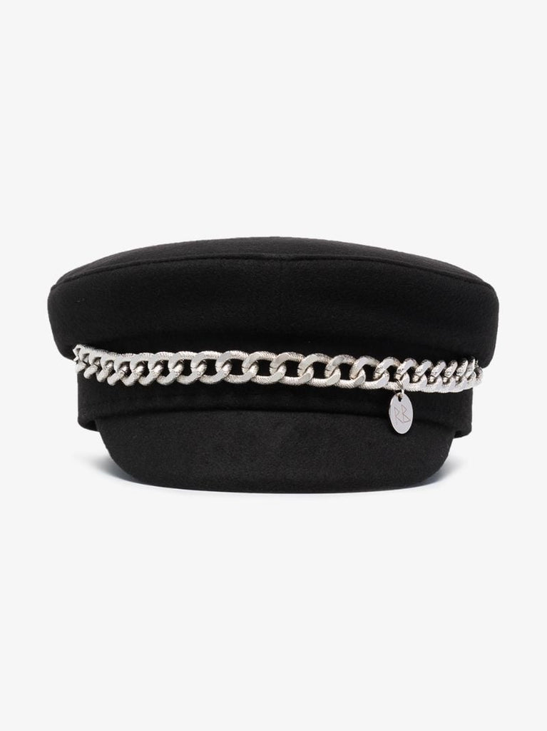 Black Chain Wool Baker Boy Hat