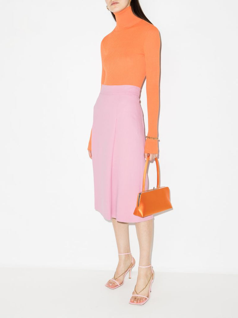 Pleat Front Midi Skirt